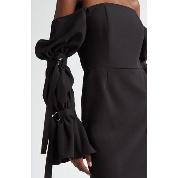 Israella Kobla Women's Black Off-the-Shoulder Mini Dress Size 6 NWOT D066 - Picture 2 of 9